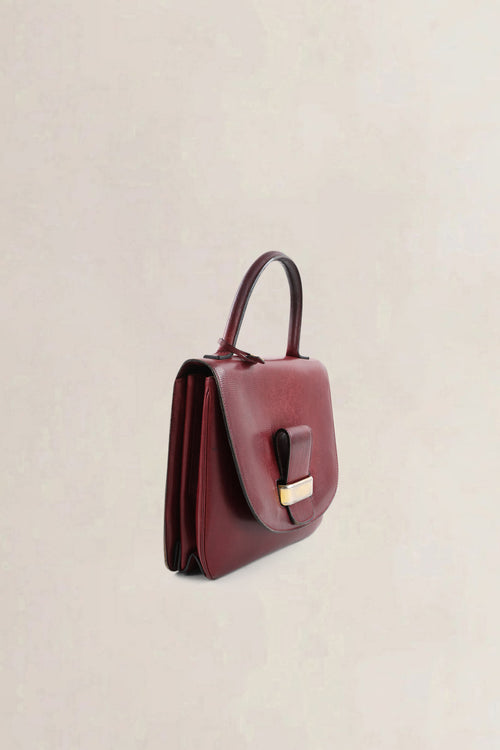 Delvaux Burgundy Leather Top Handle Bag