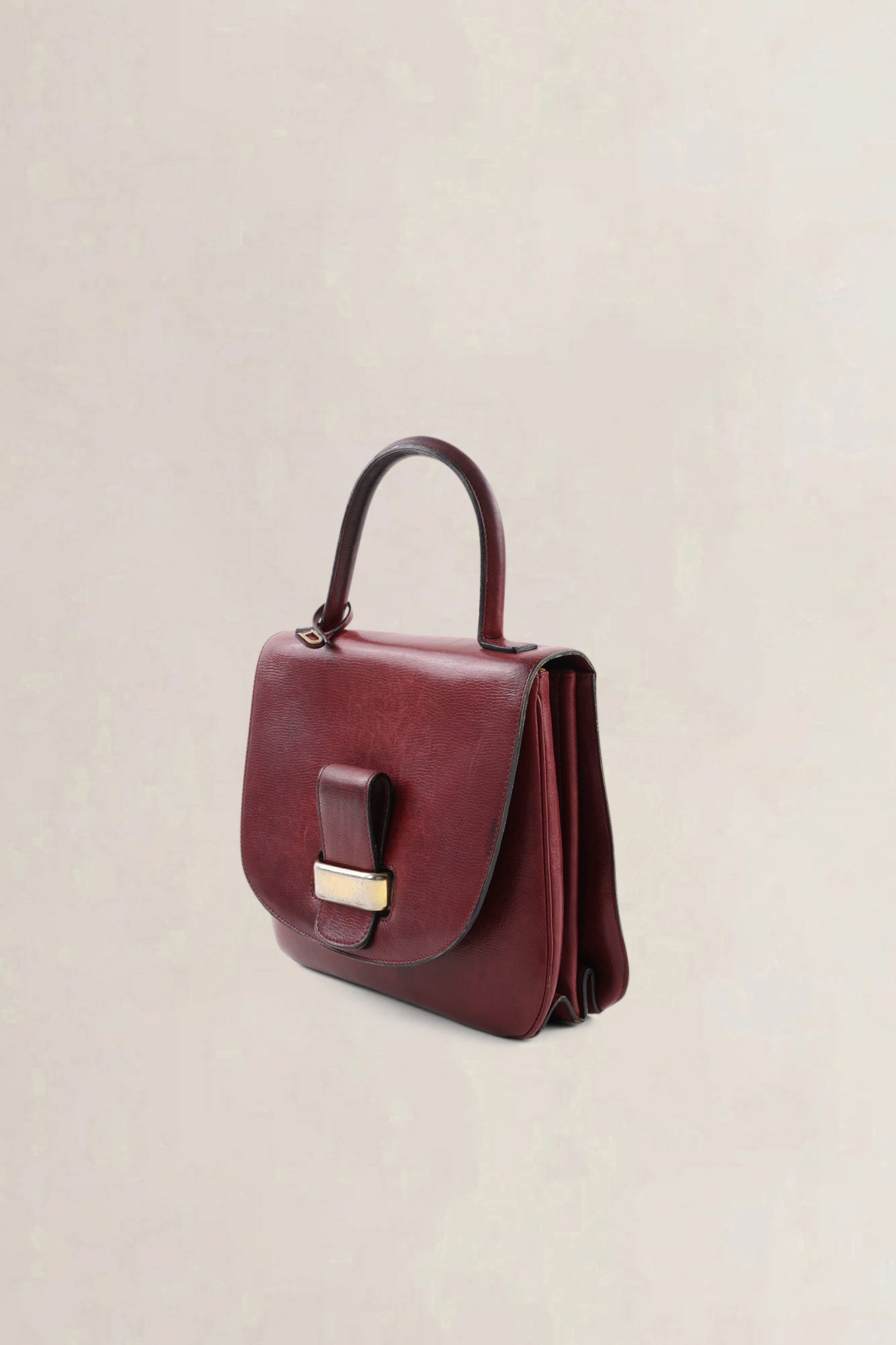 Delvaux Burgundy Leather Top Handle Bag