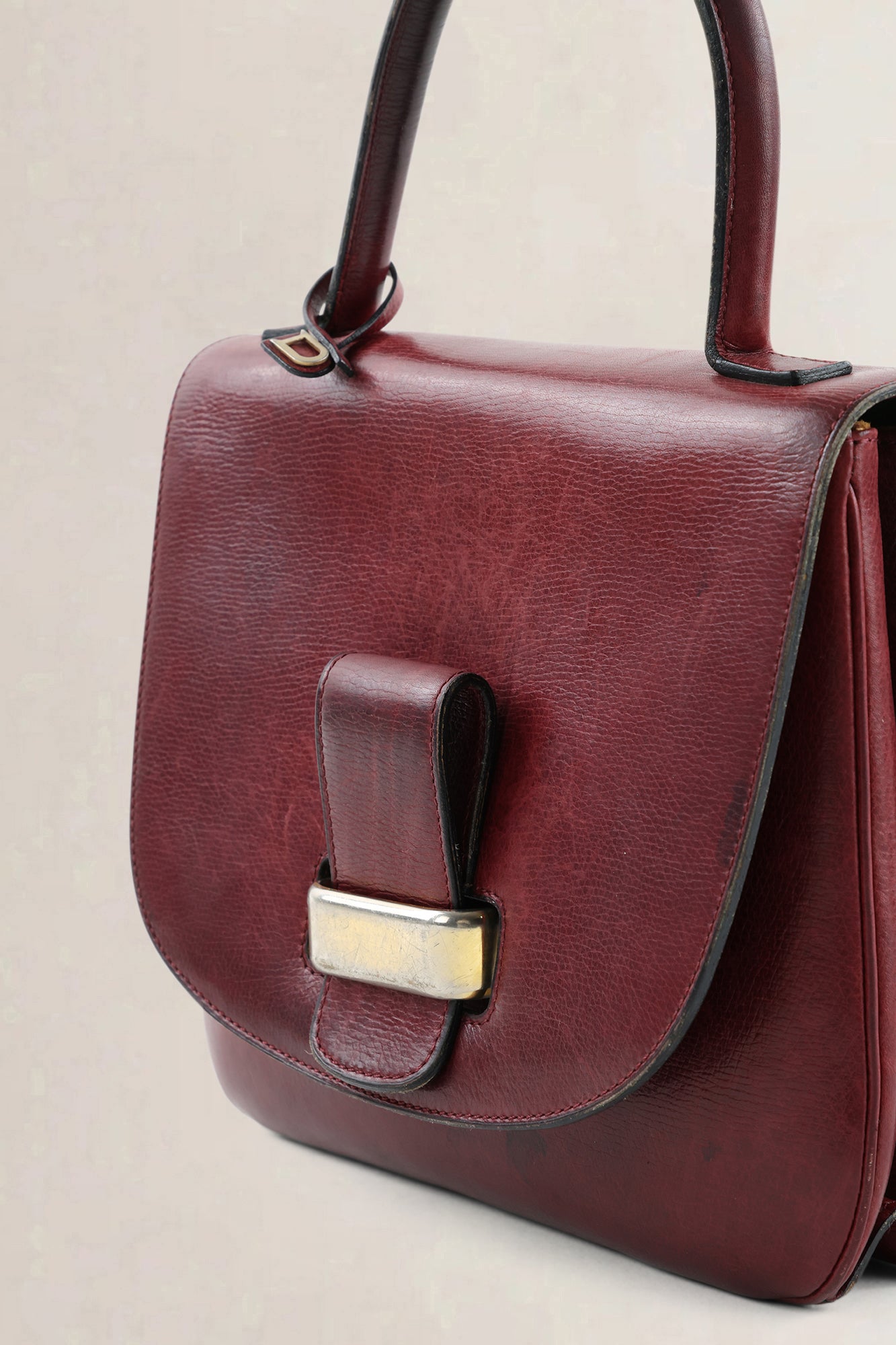 Delvaux Burgundy Leather Top Handle Bag