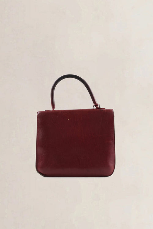 Delvaux Burgundy Leather Top Handle Bag