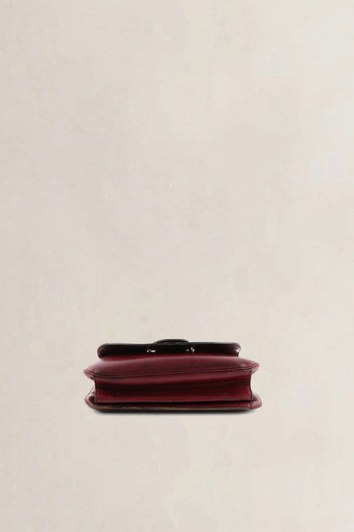 Delvaux Burgundy Leather Top Handle Bag