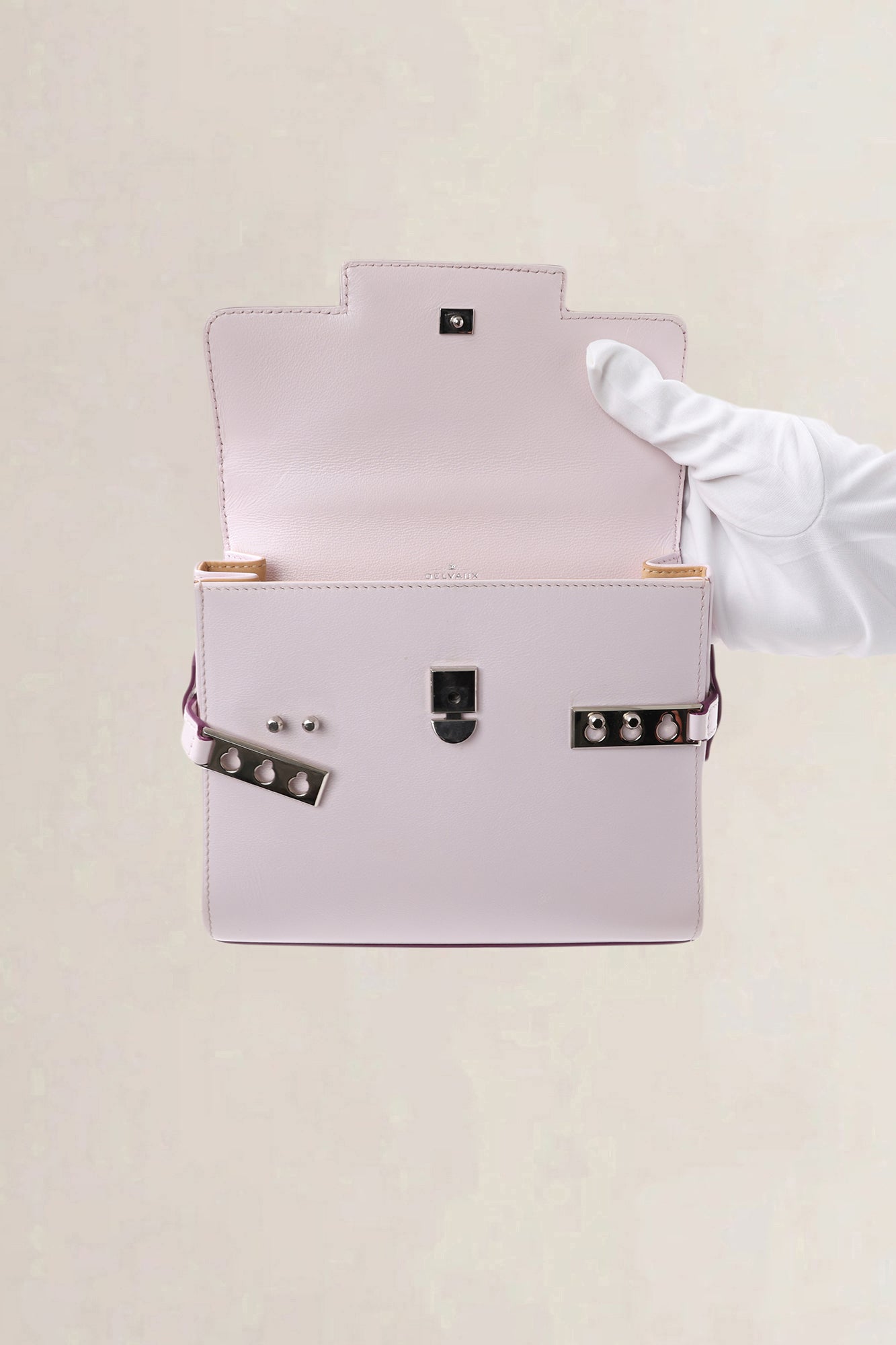Delvaux Light Pink Leather Mini Tempête Crossbody Bag
