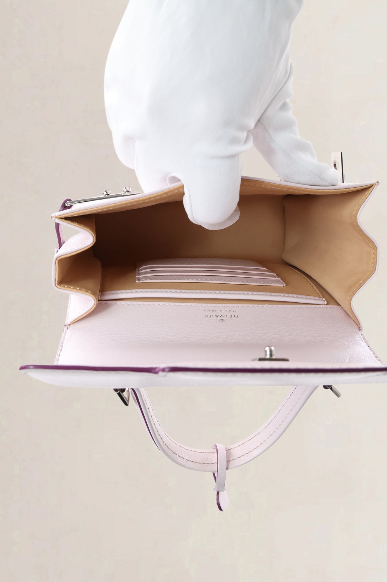 Delvaux Light Pink Leather Mini Tempête Crossbody Bag