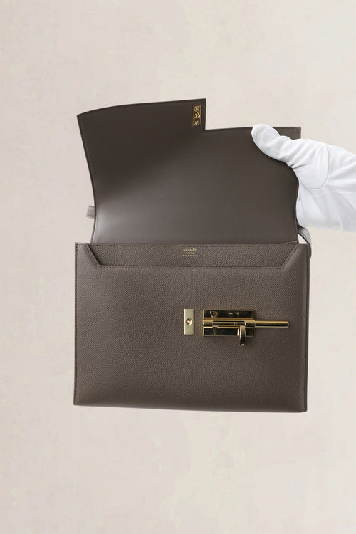 Hermès Etoupe Epsom Leather Verrou 21 Shoulder Bag