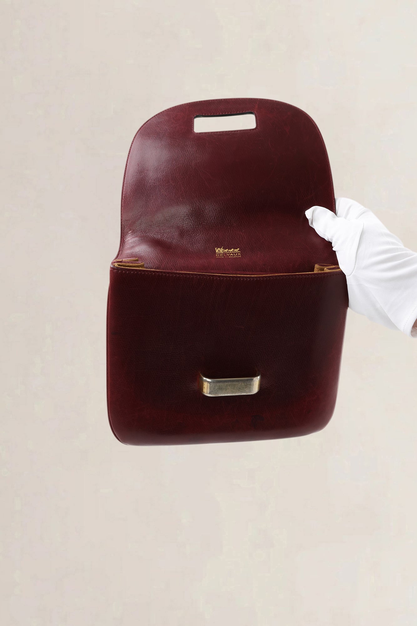 Delvaux Burgundy Leather Top Handle Bag