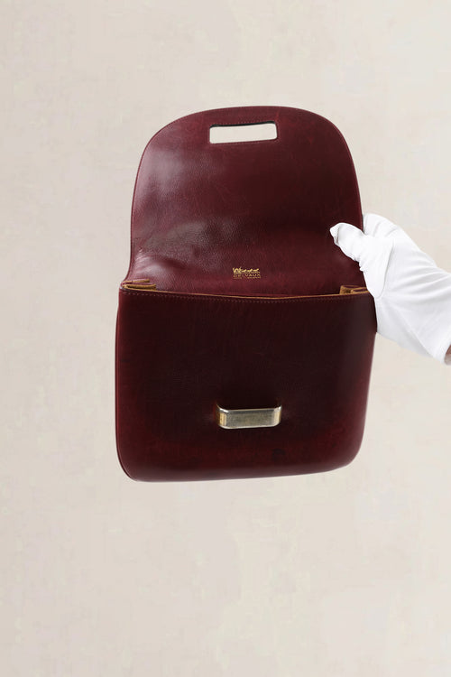 Delvaux Burgundy Leather Top Handle Bag