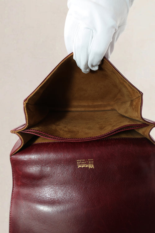 Delvaux Burgundy Leather Top Handle Bag