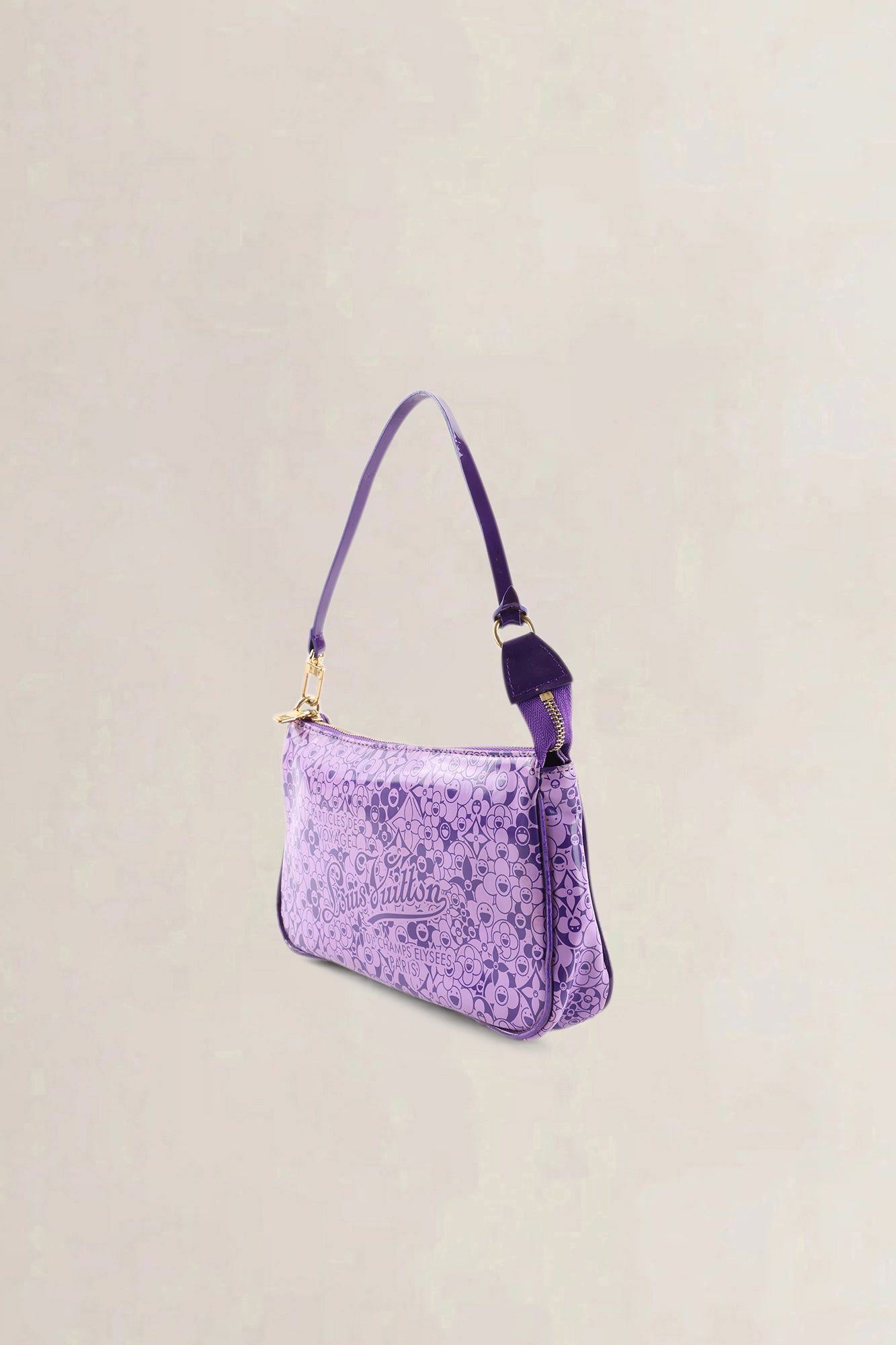 Louis Vuitton Purple Cosmic Blossom Shiny Leather Pochette Shoulder Bag