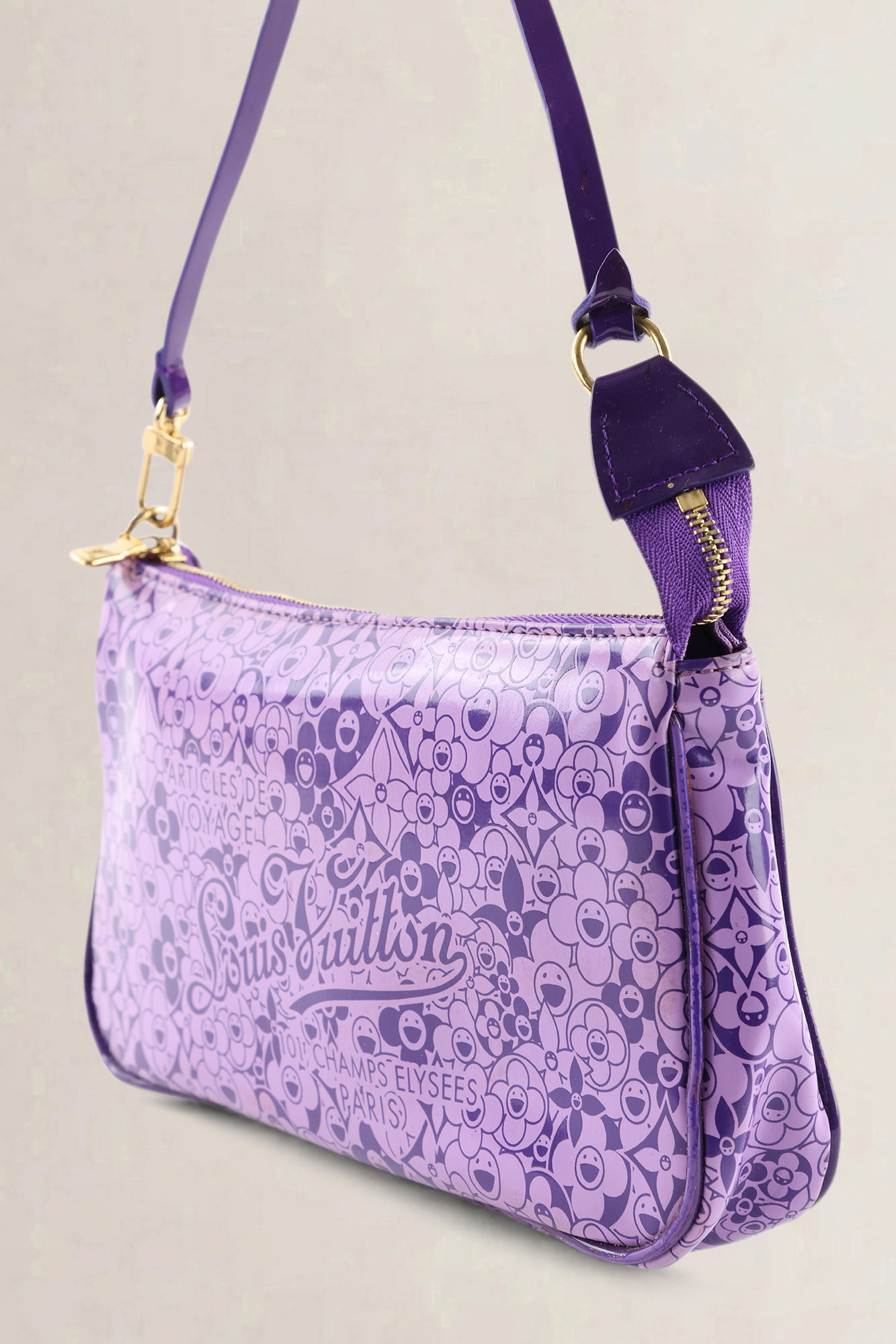Louis Vuitton Purple Cosmic Blossom Shiny Leather Pochette Shoulder Bag