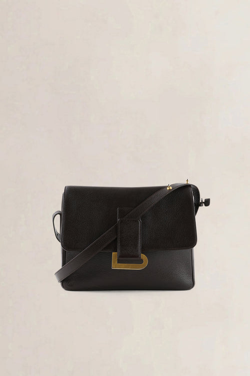 Delvaux Dark Brown Leather Poirier Crossbody Bag