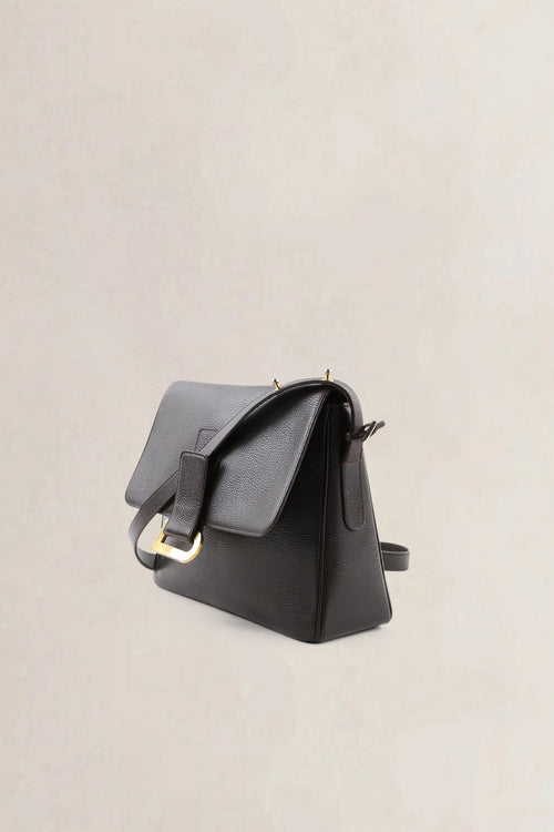Delvaux Dark Brown Leather Poirier Crossbody Bag