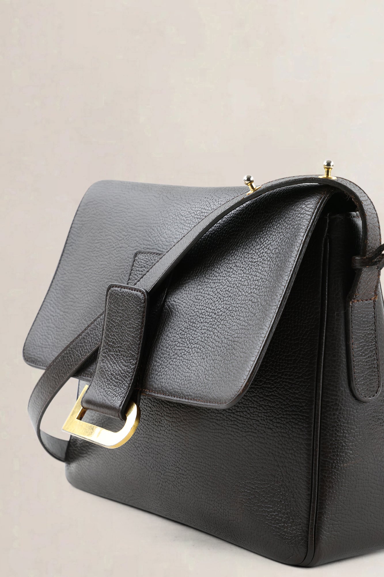 Delvaux Dark Brown Leather Poirier Crossbody Bag