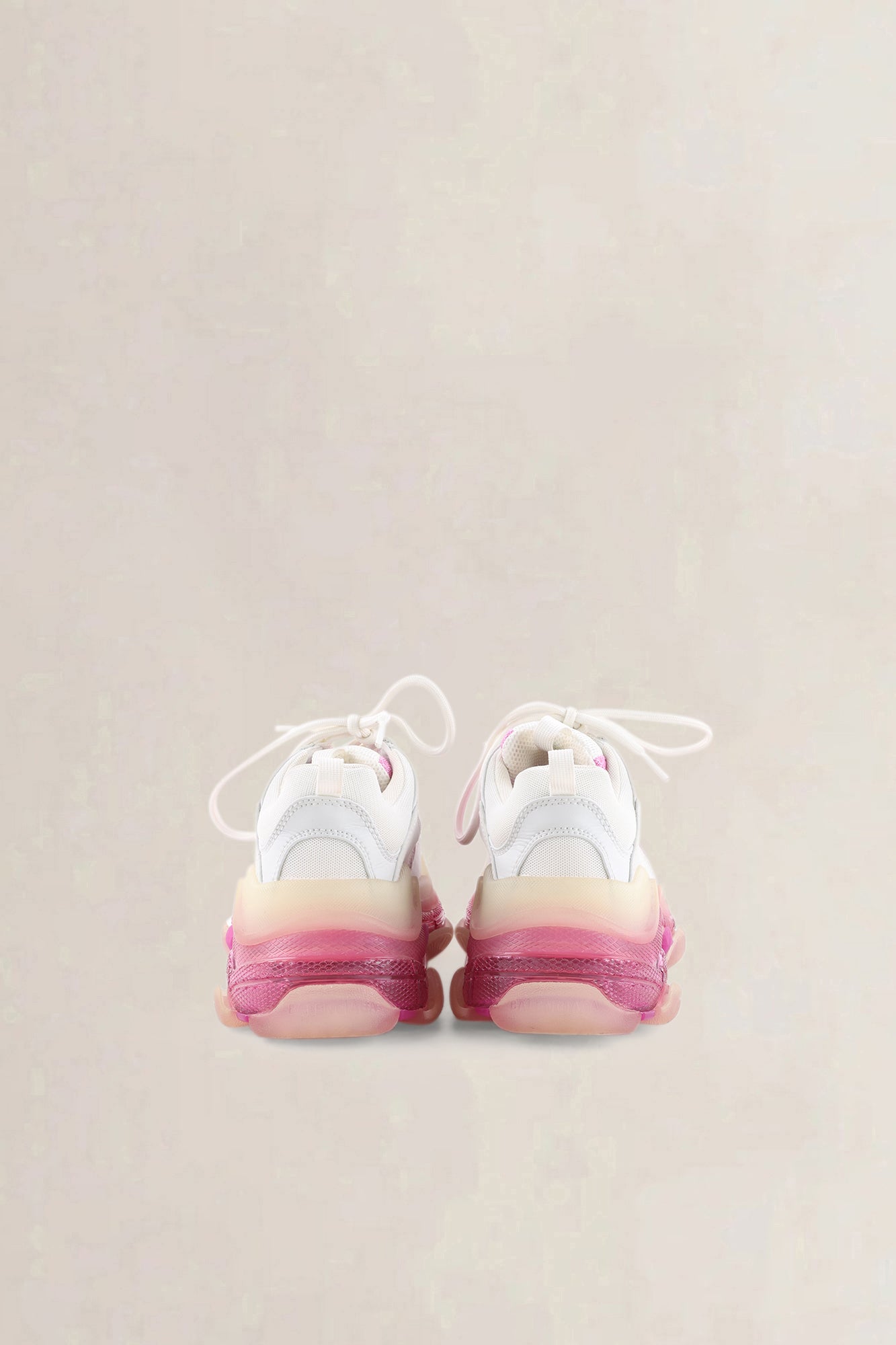 Balenciaga White & Pink Fabric Mesh Triple S Sneakers