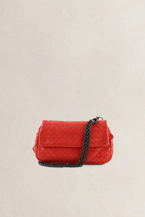 Bottega Veneta Red Nappa Intrecciato Mini Shoulder Bag