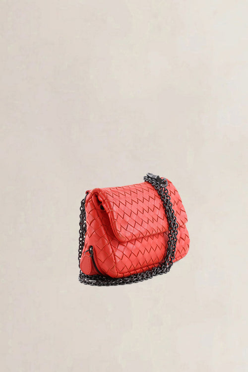 Bottega Veneta Red Nappa Intrecciato Mini Shoulder Bag