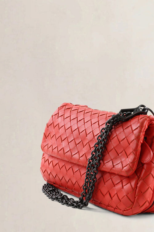 Bottega Veneta Red Nappa Intrecciato Mini Shoulder Bag