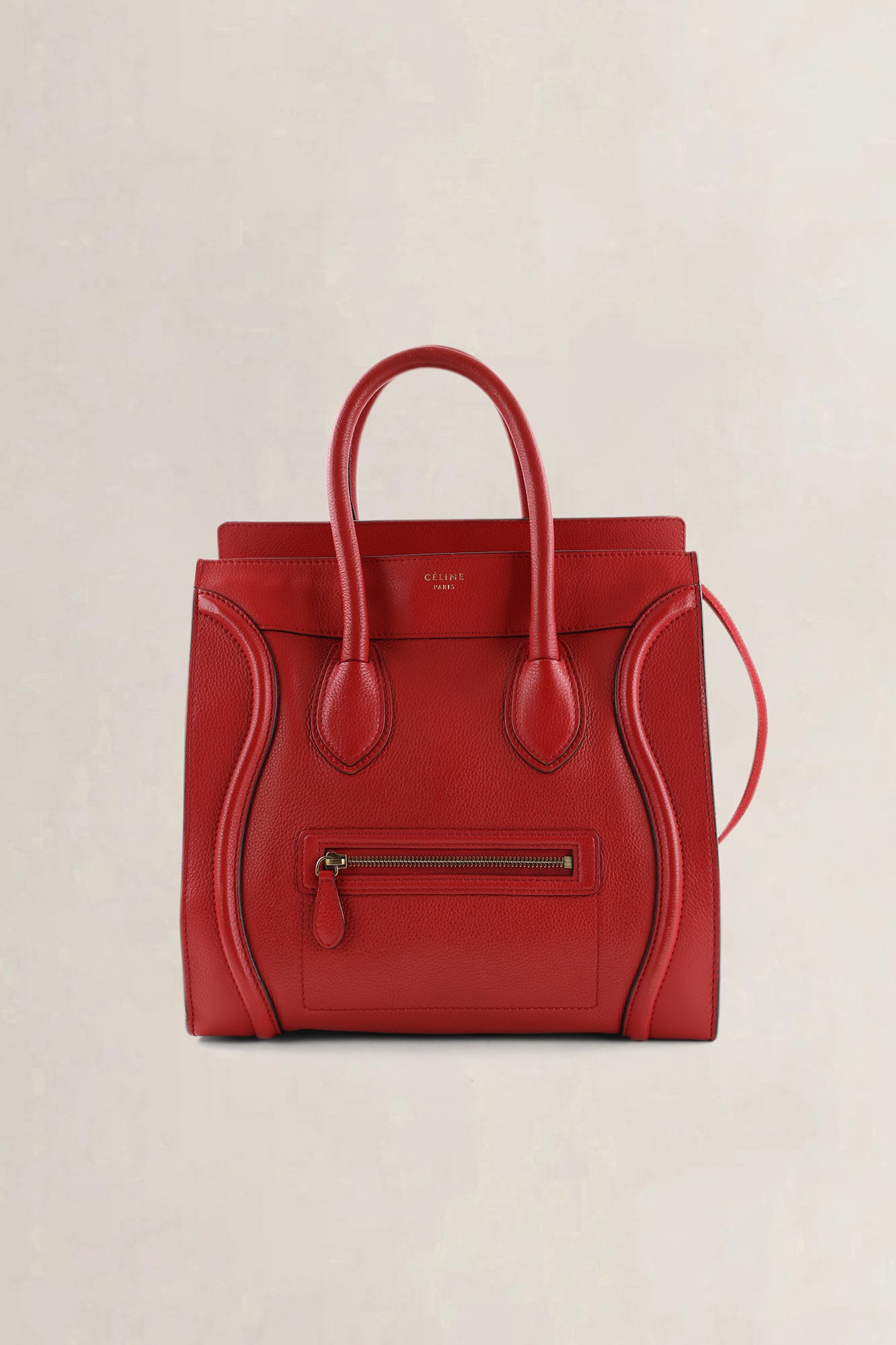 Céline Red Leather Micro Luggage Travel Top Handle Bag