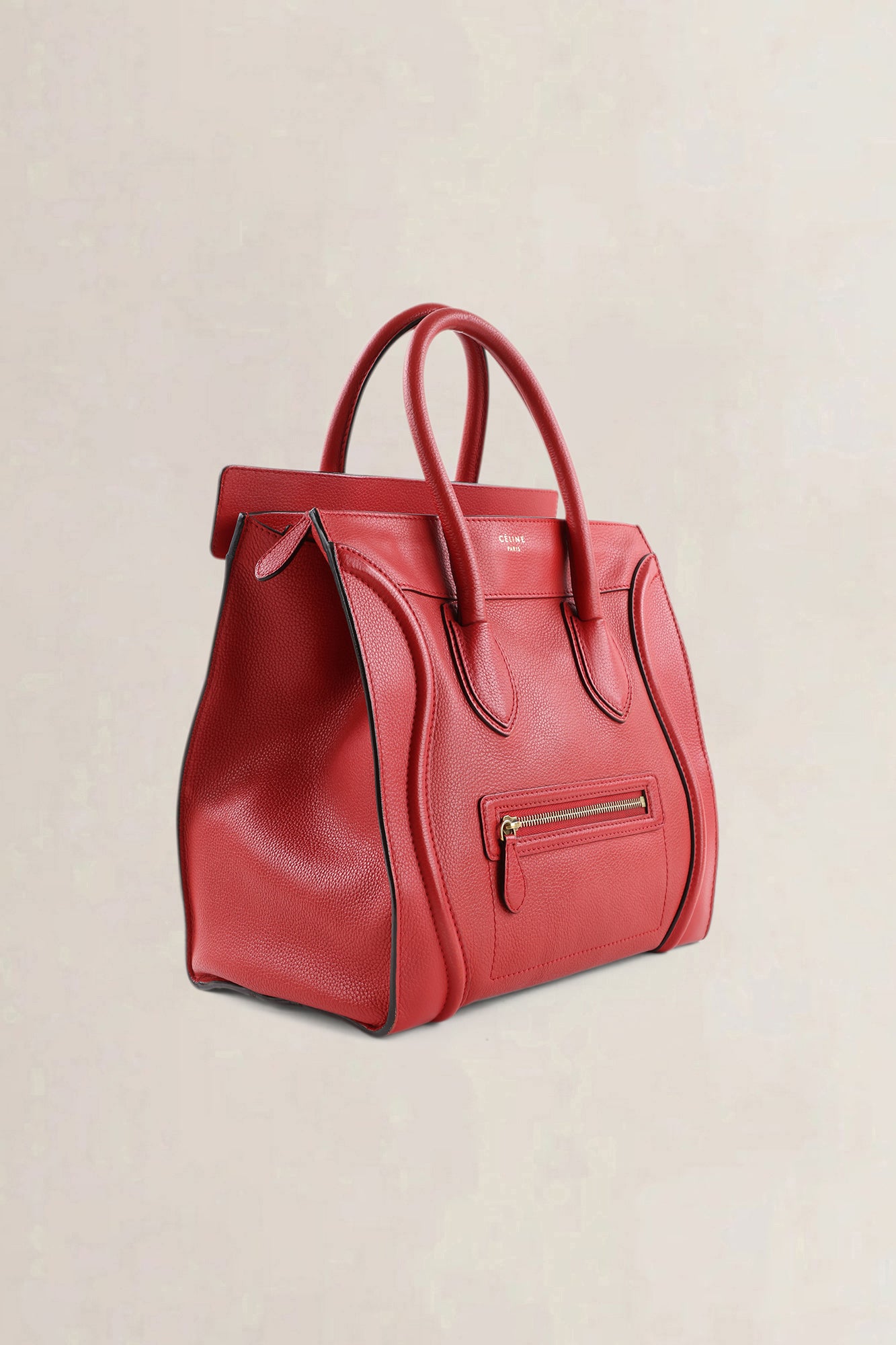 Céline Red Leather Micro Luggage Travel Top Handle Bag