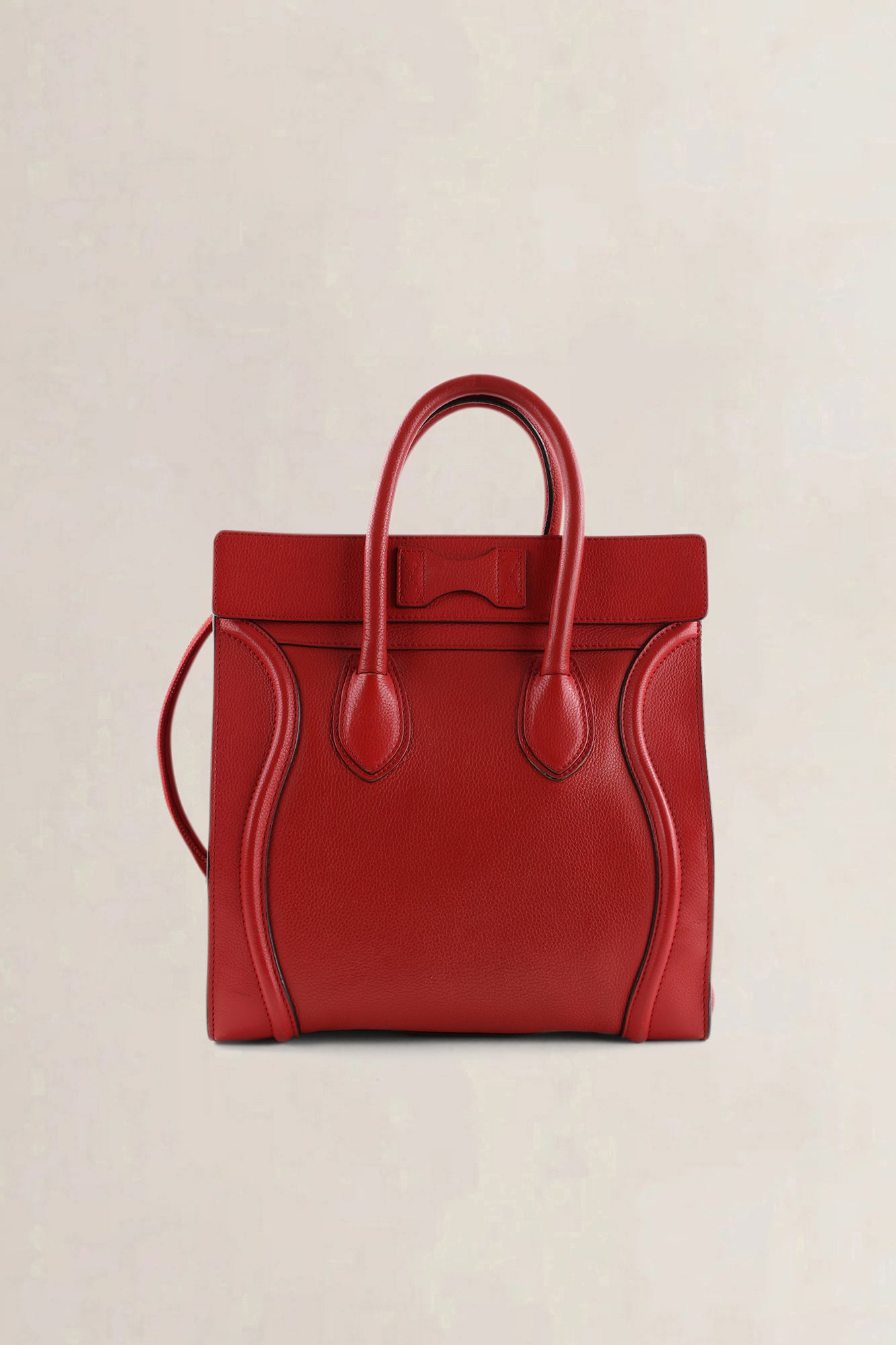 Céline Red Leather Micro Luggage Travel Top Handle Bag