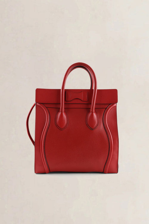 Céline Red Leather Micro Luggage Travel Top Handle Bag