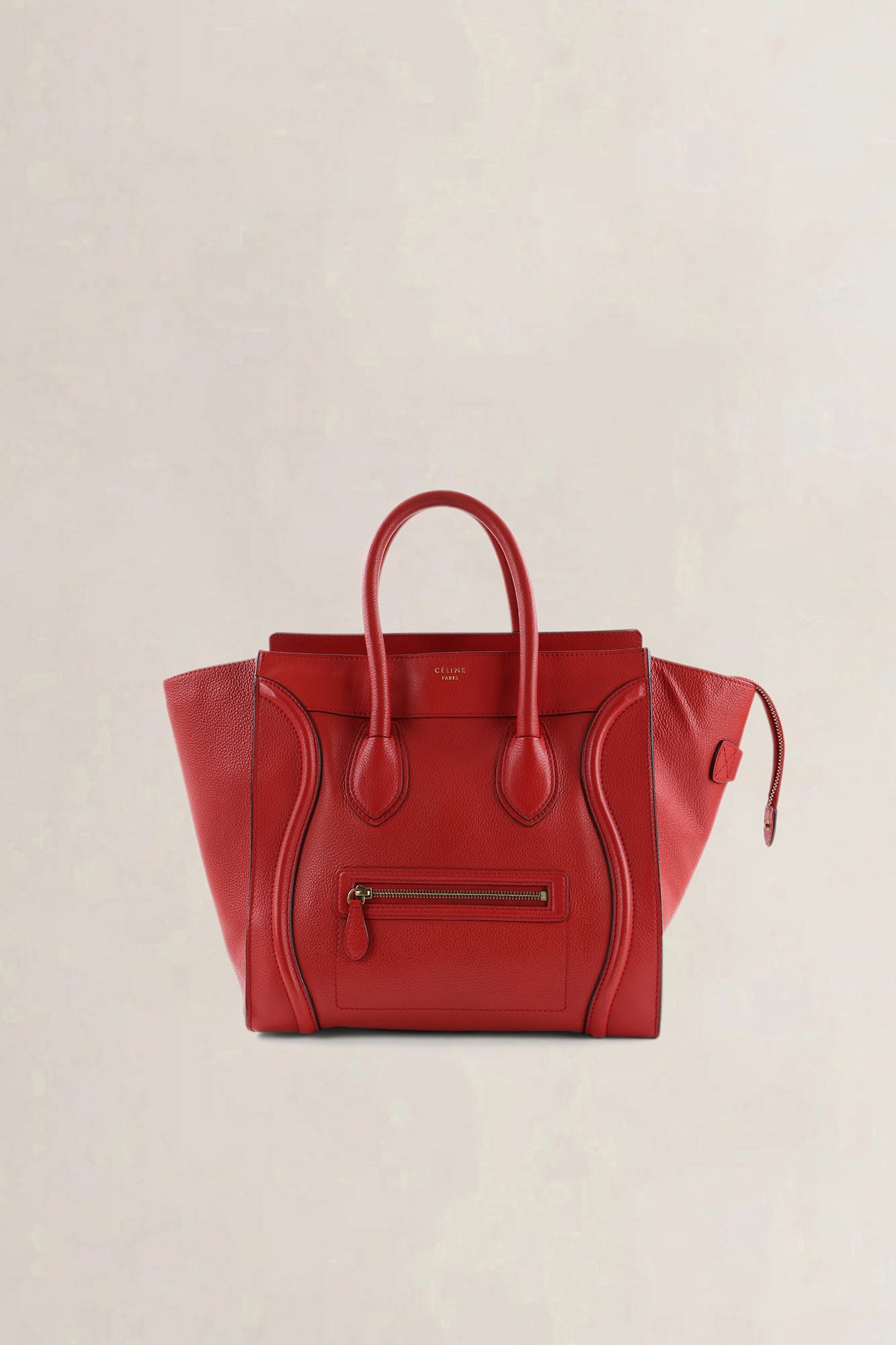 Céline Red Leather Micro Luggage Travel Top Handle Bag