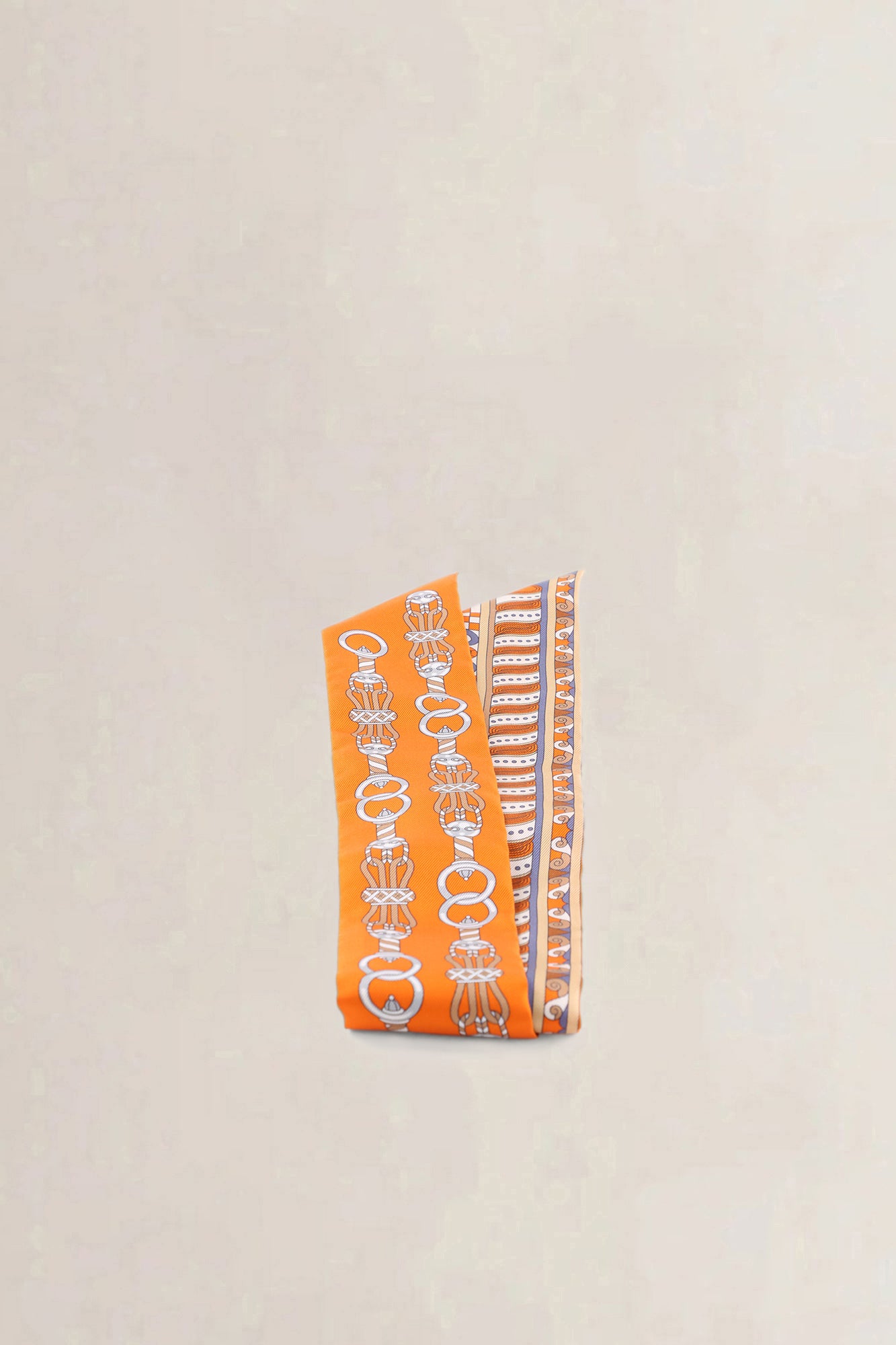 Hermès "Harnais En Rosace" Orange Silk Twilly