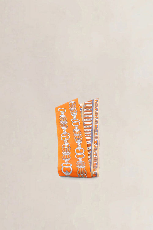 Hermès "Harnais En Rosace" Orange Silk Twilly