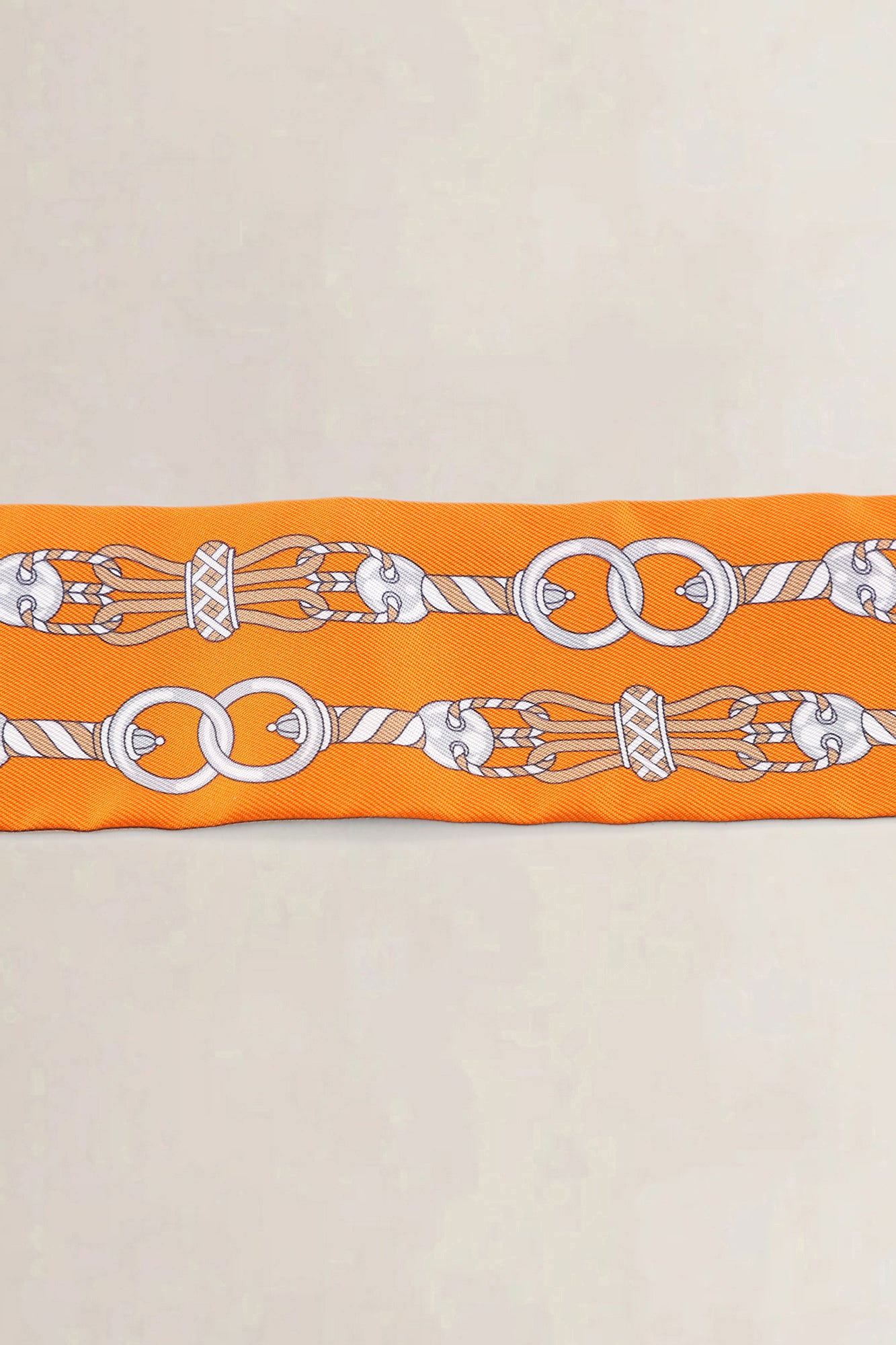 Hermès "Harnais En Rosace" Orange Silk Twilly