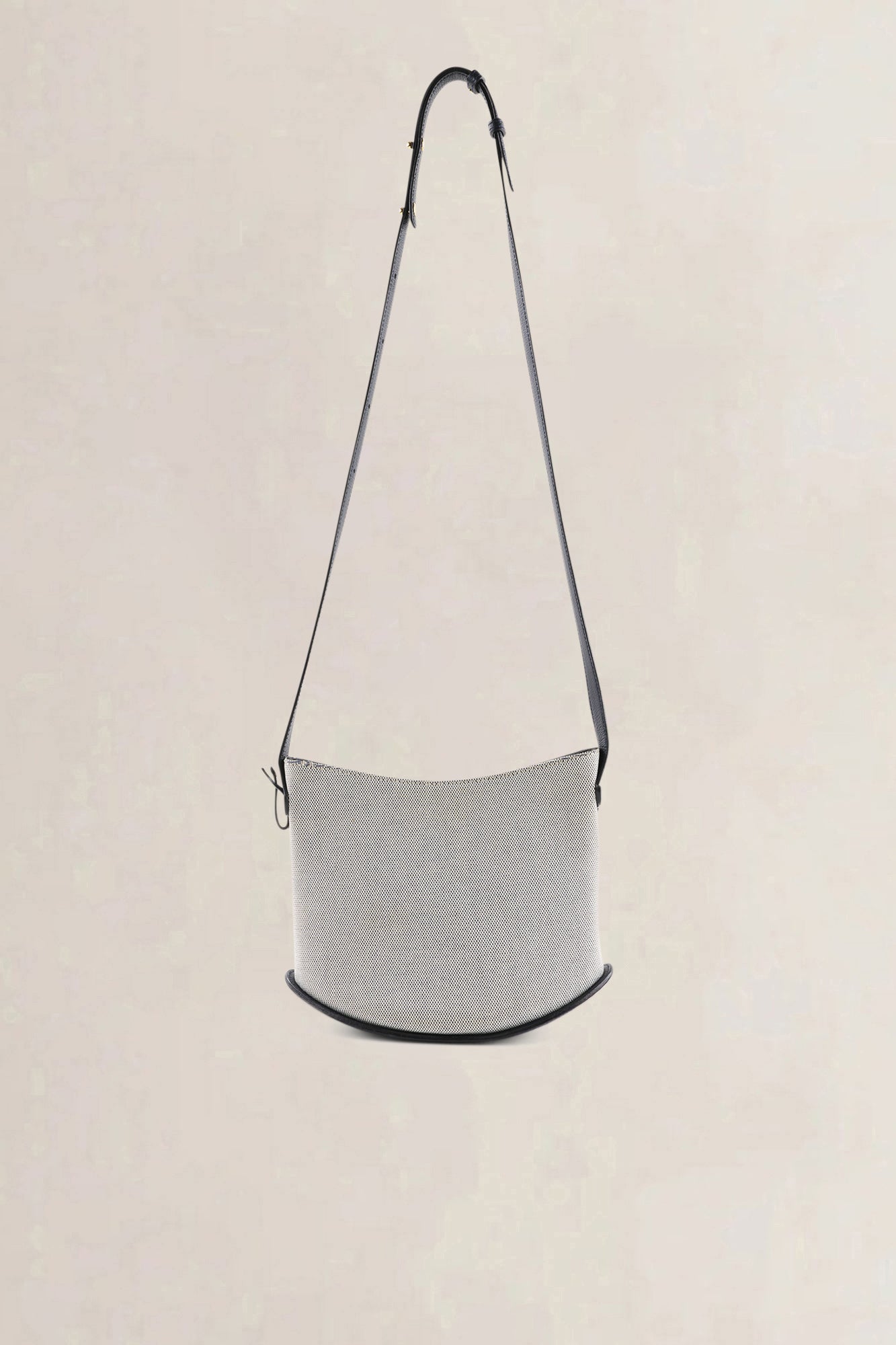 Delvaux Beige Canvas/ Leather Pin Mini Bucket Crossbody Bag