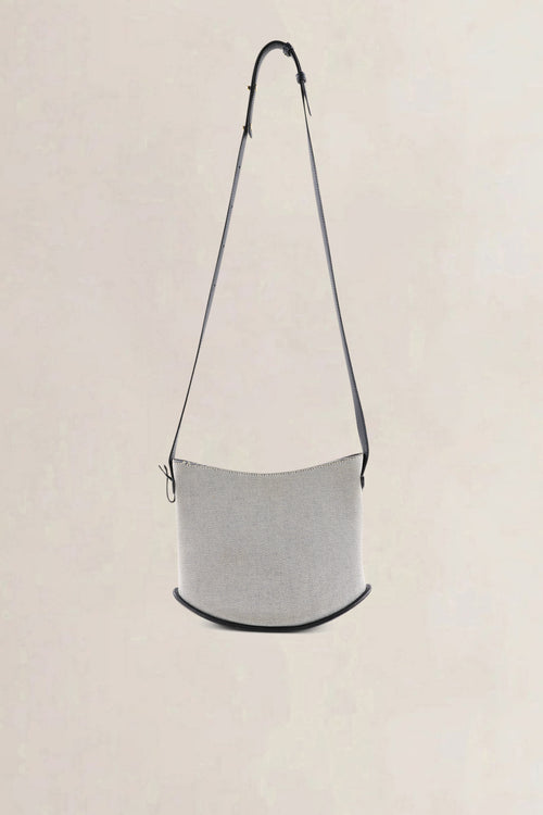 Delvaux Beige Canvas/ Leather Pin Mini Bucket Crossbody Bag