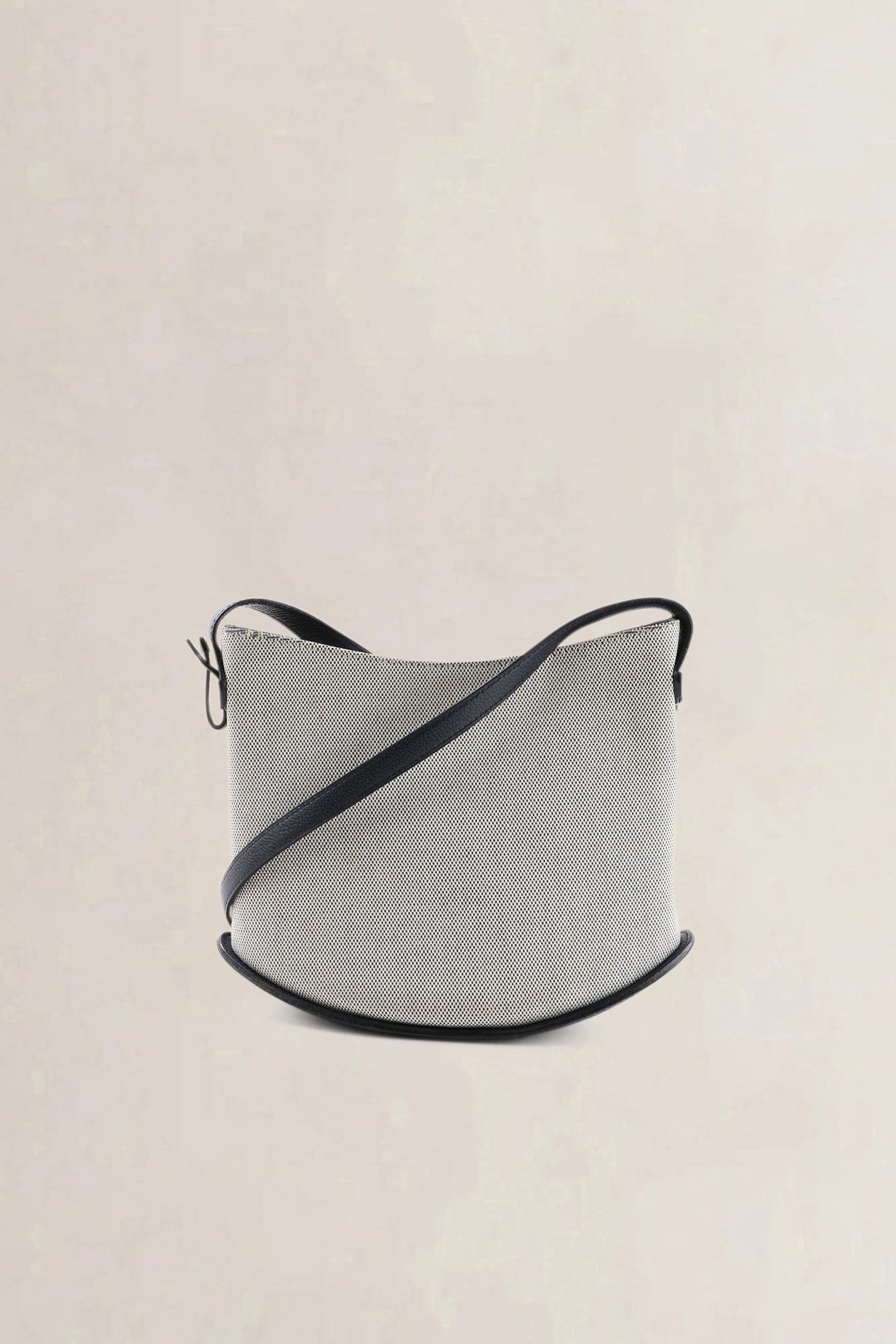 Delvaux Beige Canvas/ Leather Pin Mini Bucket Crossbody Bag