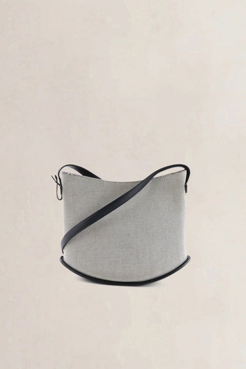 Delvaux Beige Canvas/ Leather Pin Mini Bucket Crossbody Bag