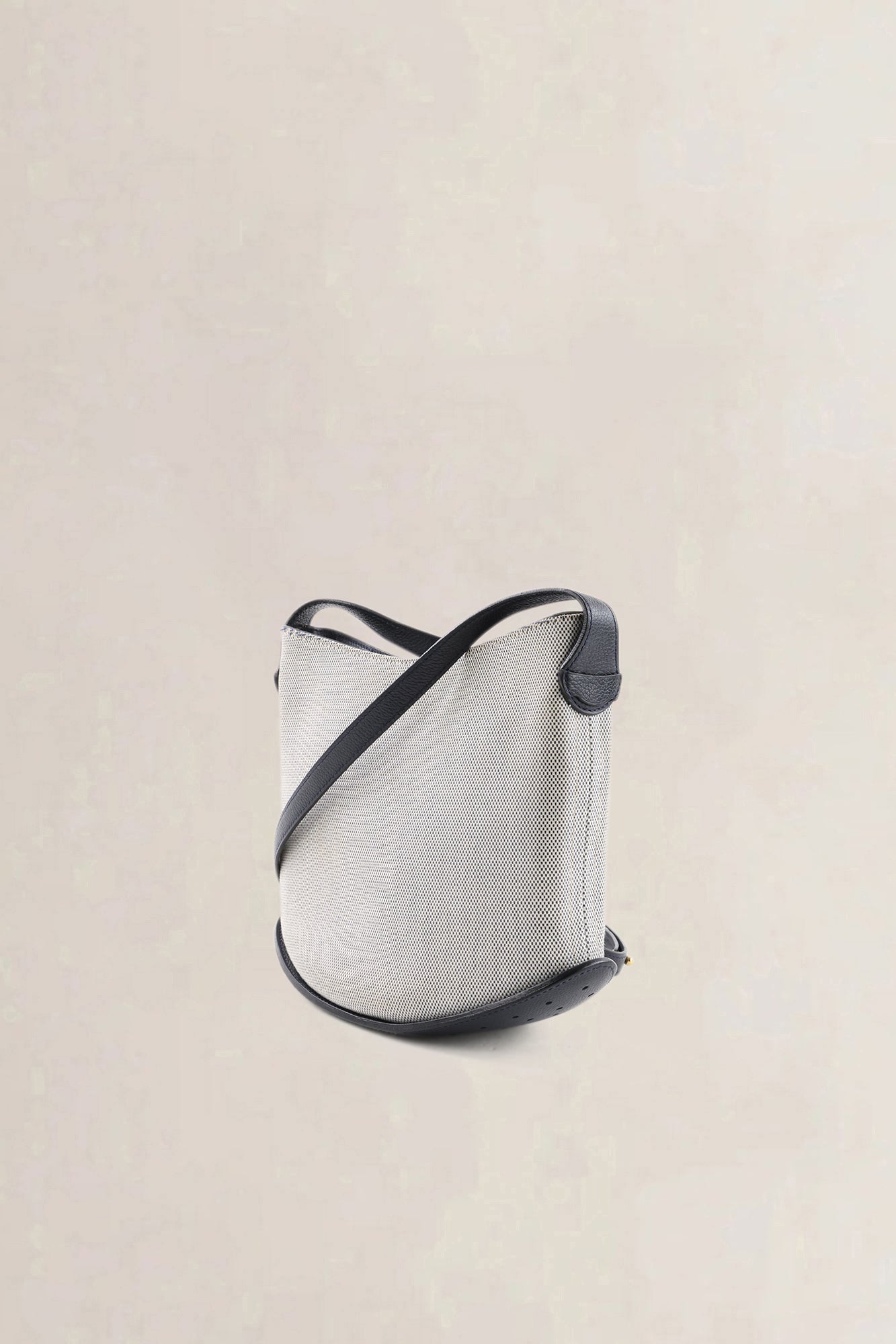 Delvaux Beige Canvas/ Leather Pin Mini Bucket Crossbody Bag