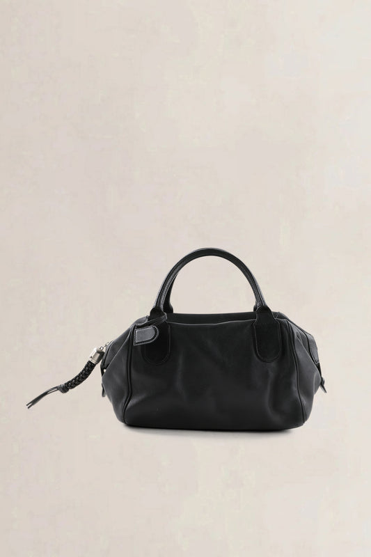 Delvaux Black Leather Top Handle Bag