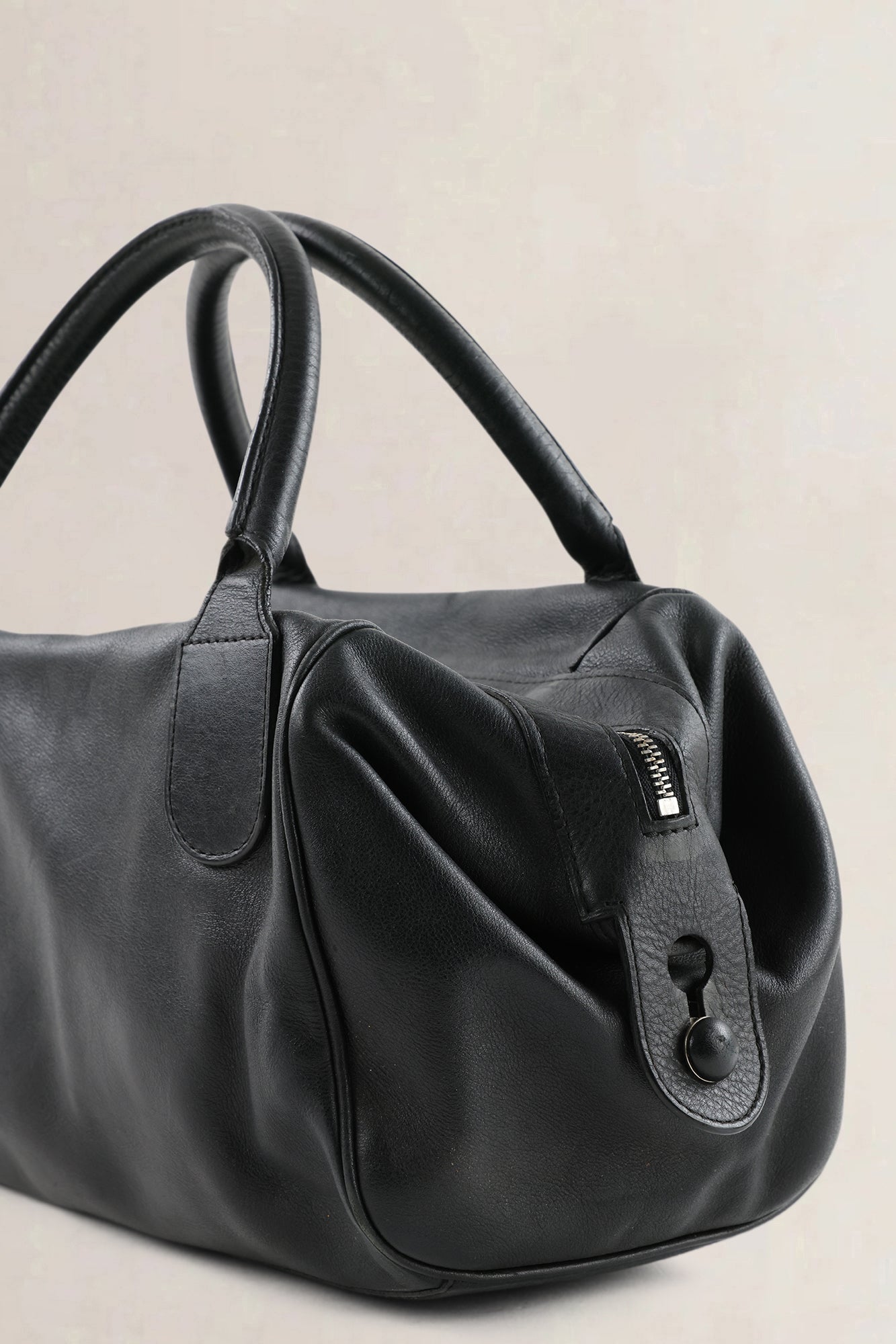 Delvaux Black Leather Top Handle Bag
