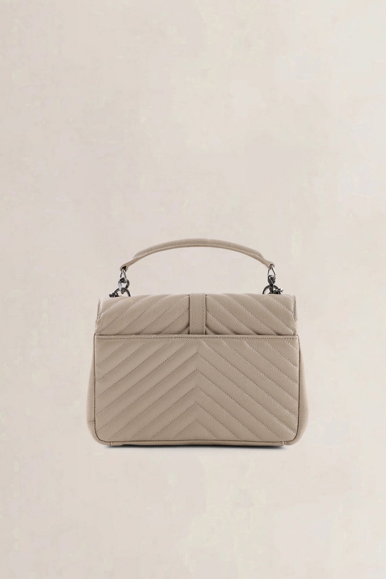 Saint Laurent Beige Grained Leather College Small Crossbody Bag