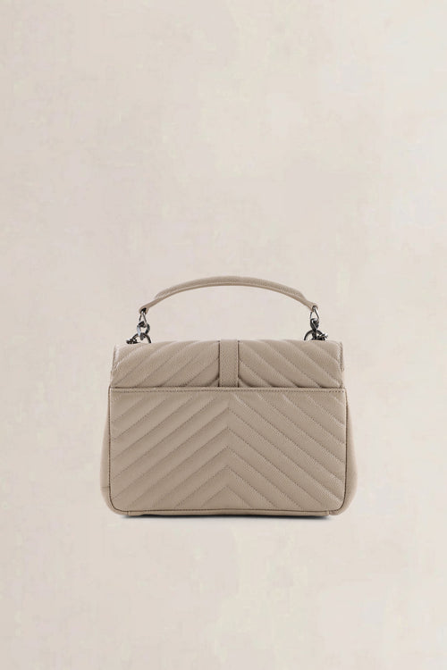 Saint Laurent Beige Grained Leather College Small Crossbody Bag