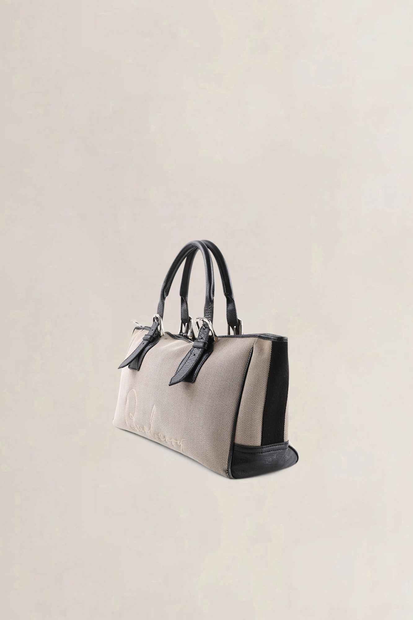 Burberry Brown & Beige Canvas Top Handle Bag