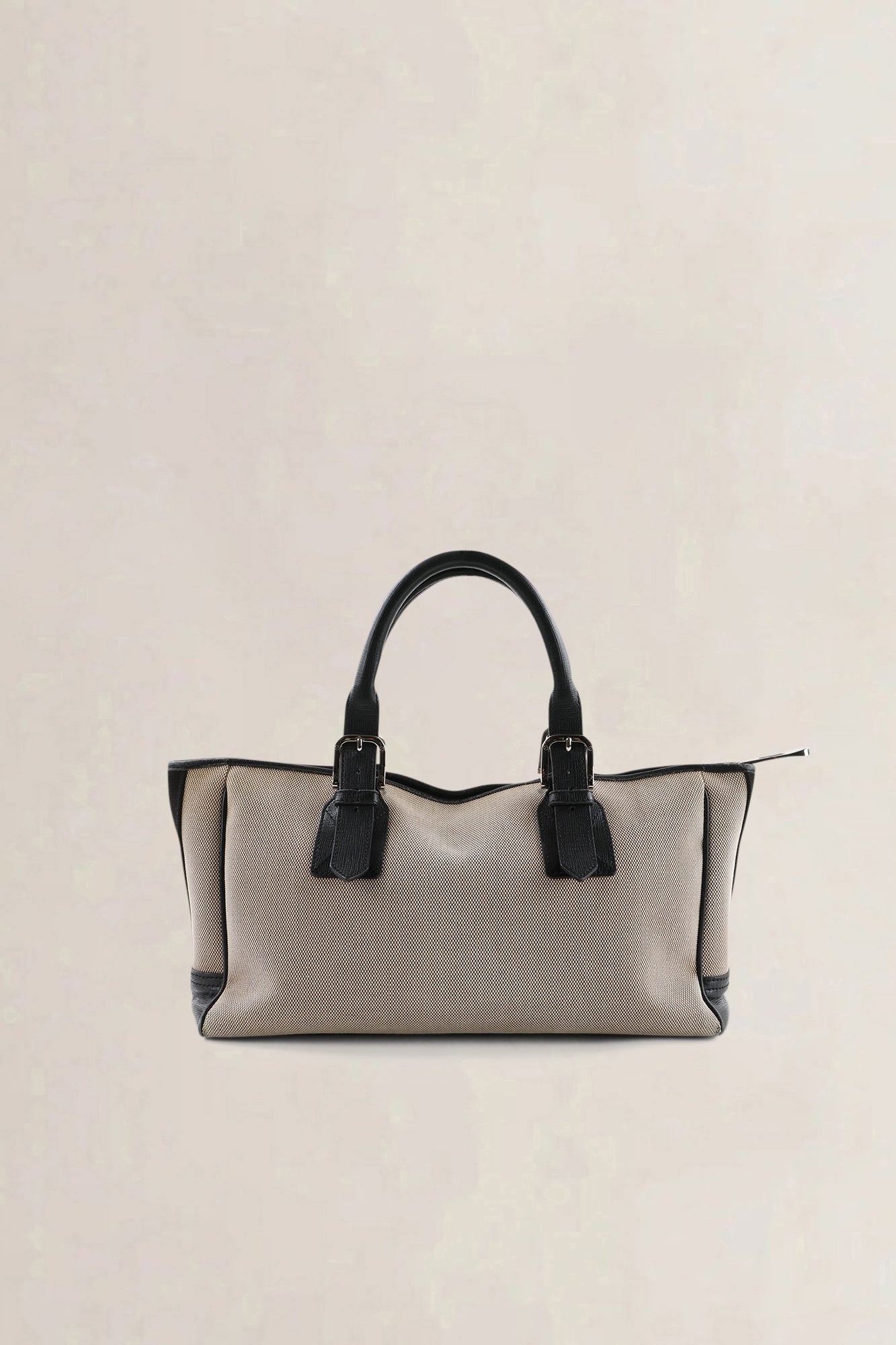 Burberry Brown & Beige Canvas Top Handle Bag