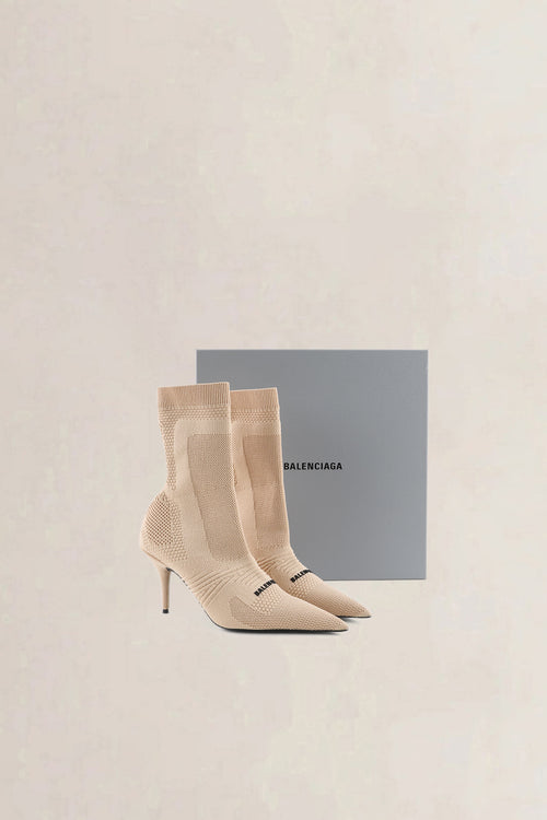 Balenciaga Beige Knit Fabric Knife 2.0 Sock Boots