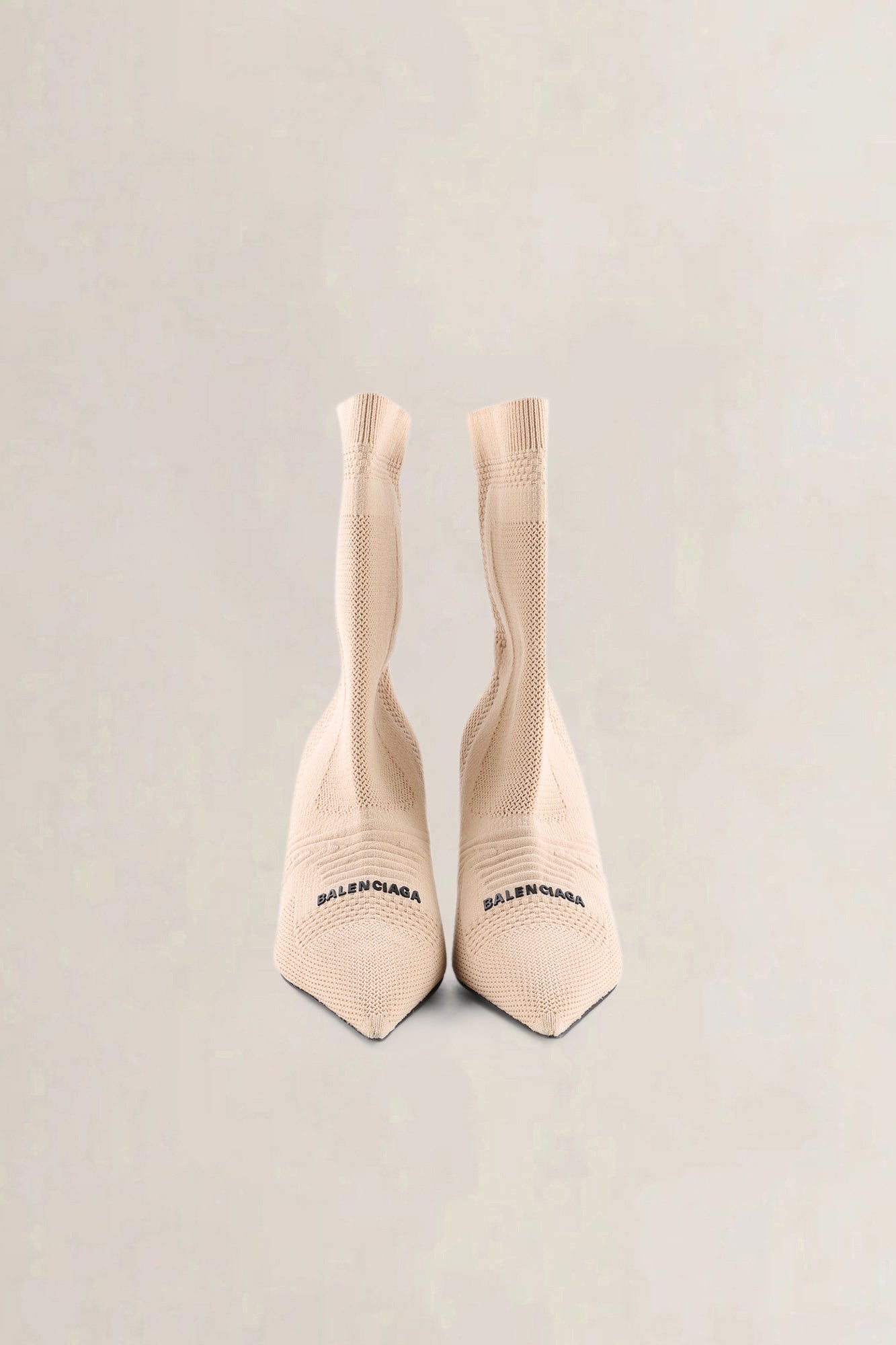 Balenciaga Beige Knit Fabric Knife 2.0 Sock Boots