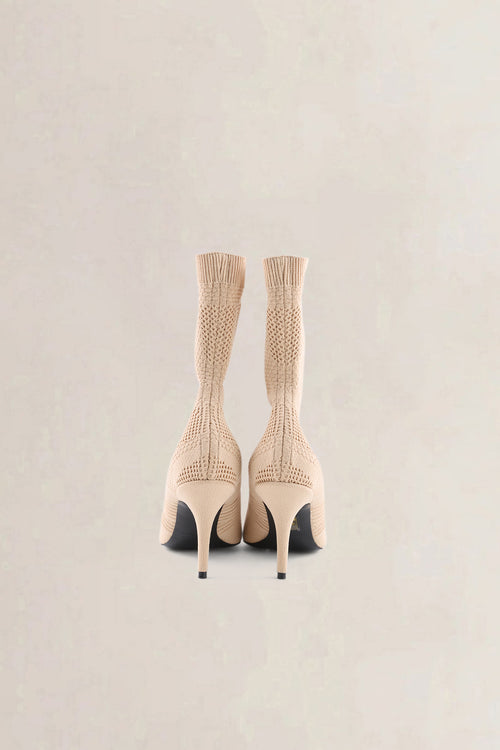 Balenciaga Beige Knit Fabric Knife 2.0 Sock Boots