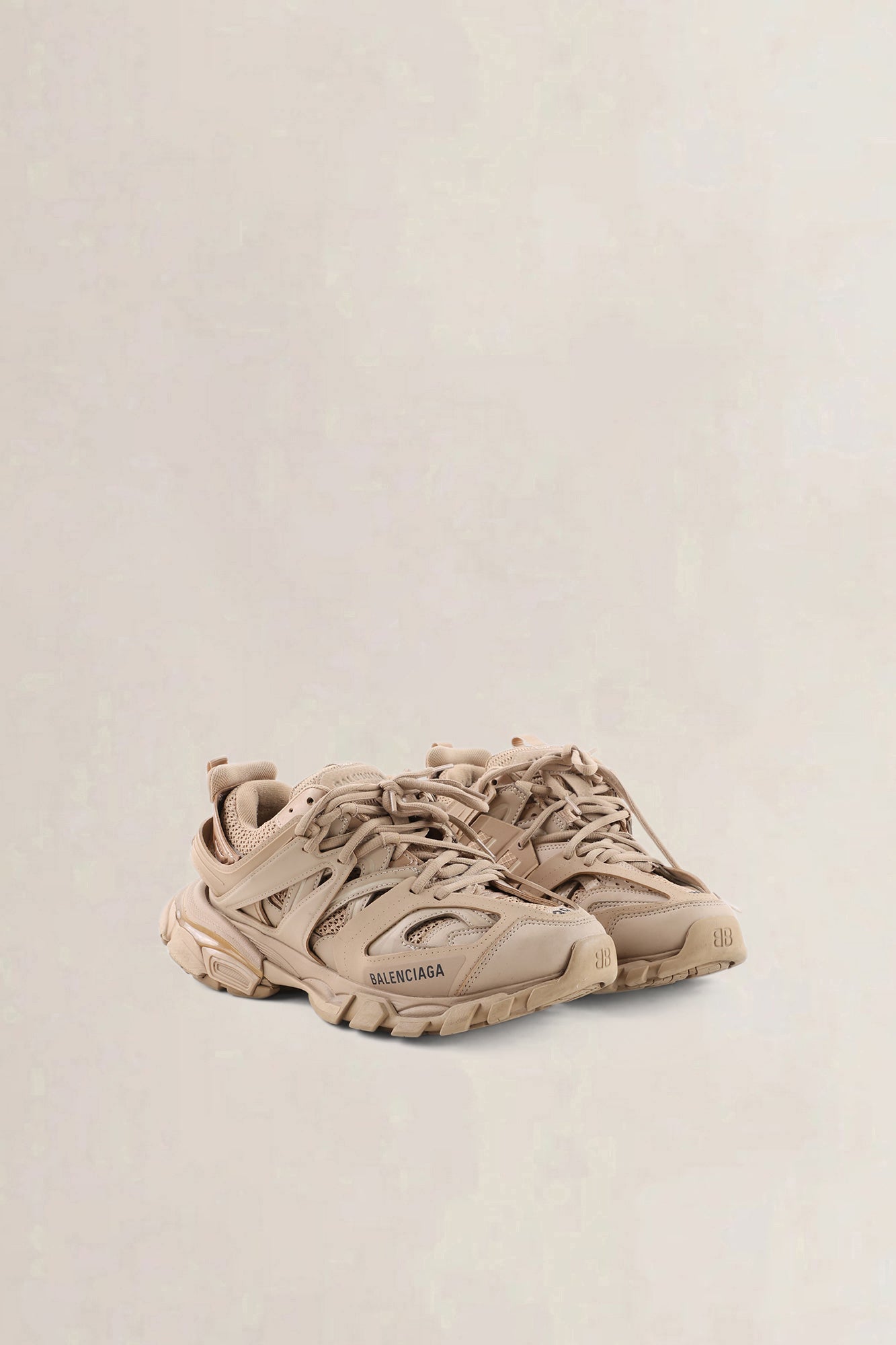 Balenciaga Light Brown Track Sneakers with Mesh Details