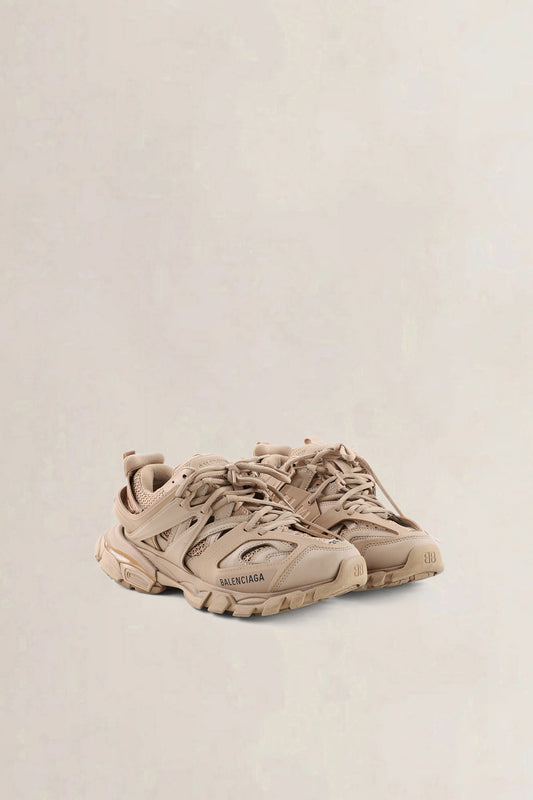 Balenciaga Light Brown Track Sneakers with Mesh Details