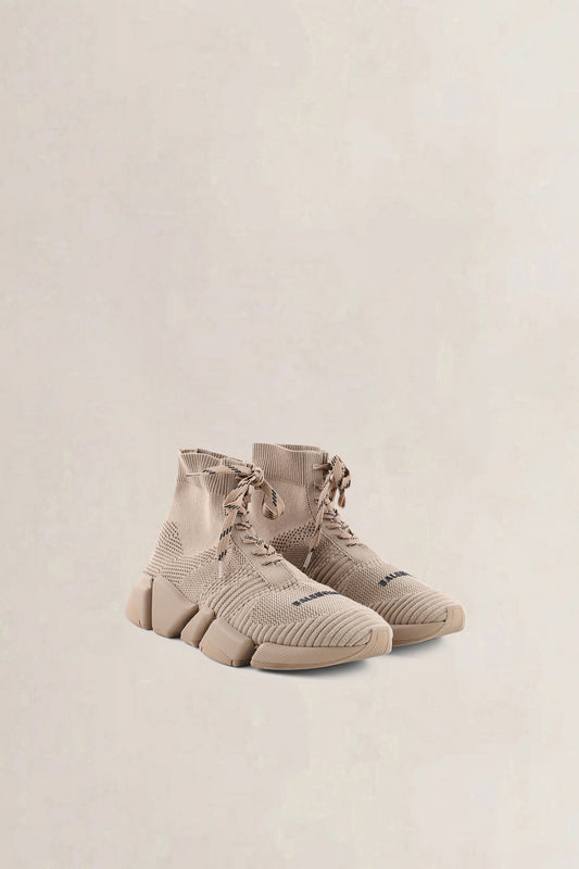 Balenciaga Beige Knit Fabric Speed 2.0 Sneakers