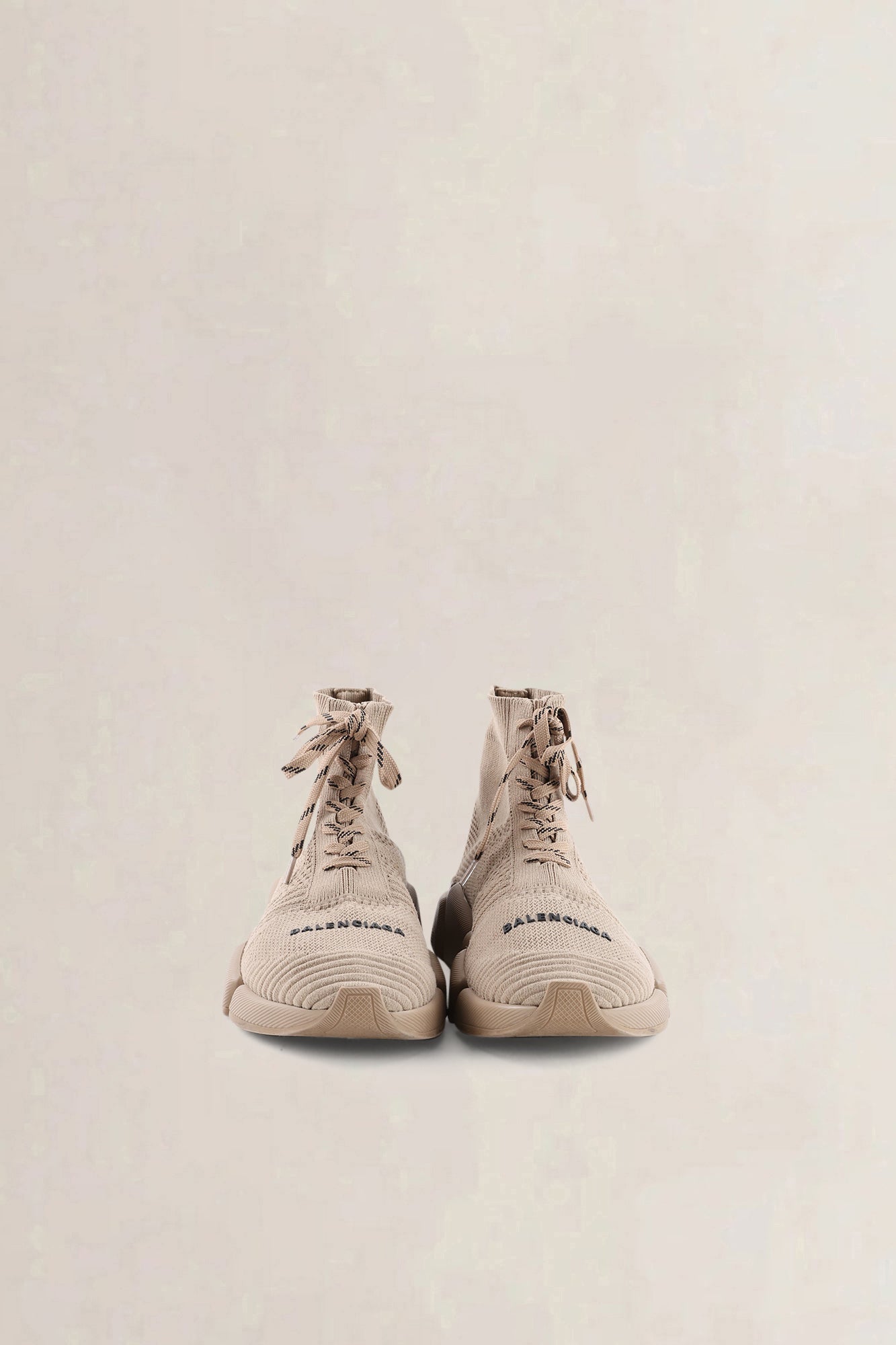 Balenciaga Beige Knit Fabric Speed 2.0 Sneakers