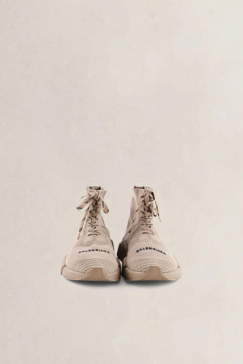 Balenciaga Beige Knit Fabric Speed 2.0 Sneakers