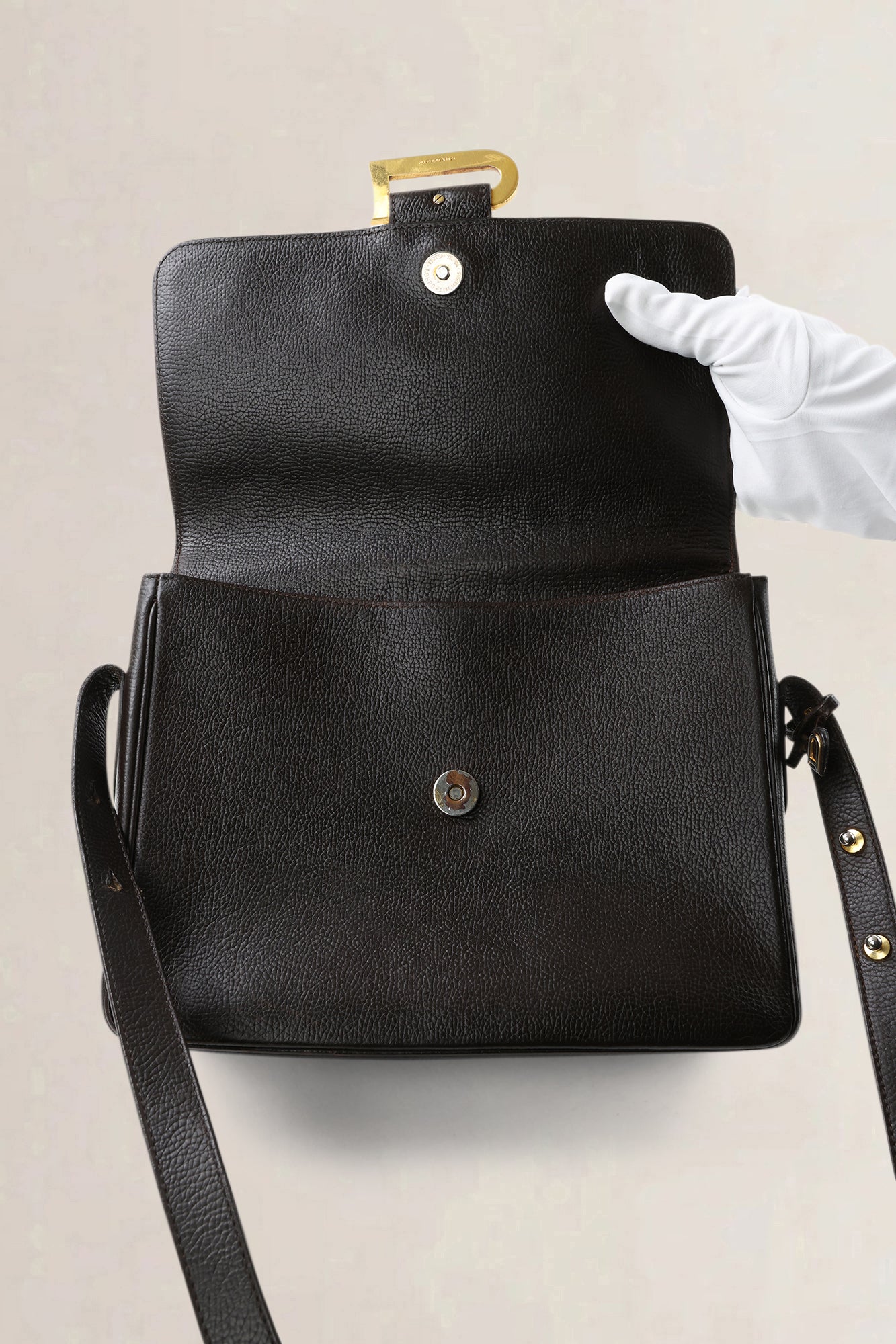Delvaux Dark Brown Leather Poirier Crossbody Bag