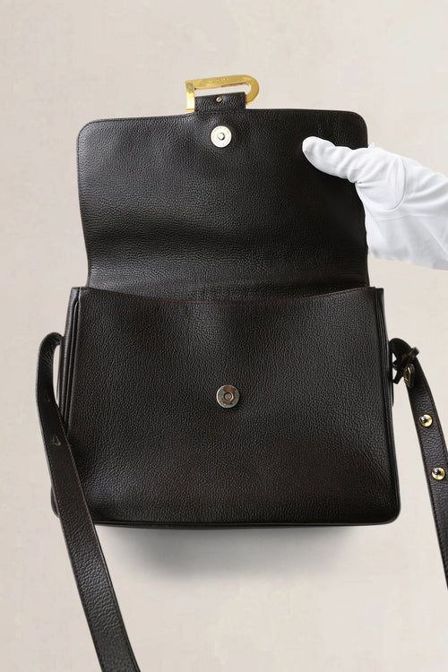 Delvaux Dark Brown Leather Poirier Crossbody Bag