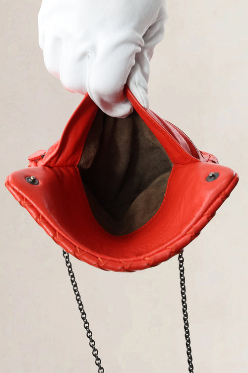 Bottega Veneta Red Nappa Intrecciato Mini Shoulder Bag